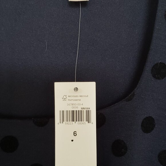BANANA REPUBLIC Navy Blue With Black Velvet Dots Sleeveless Dress. NEW WITH TAG - Picture 6 of 7